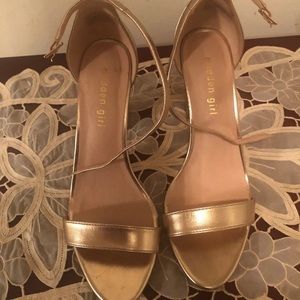 Rose gold block heels